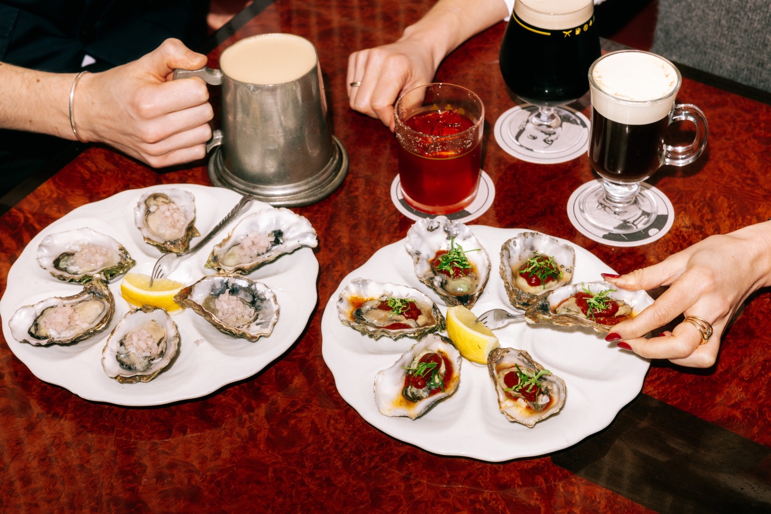 Oysters and drinks